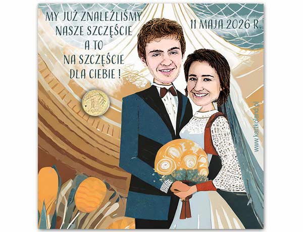 Karty z groszem Ślub Parka 4 (kpl 12 szt.)       Brązowy