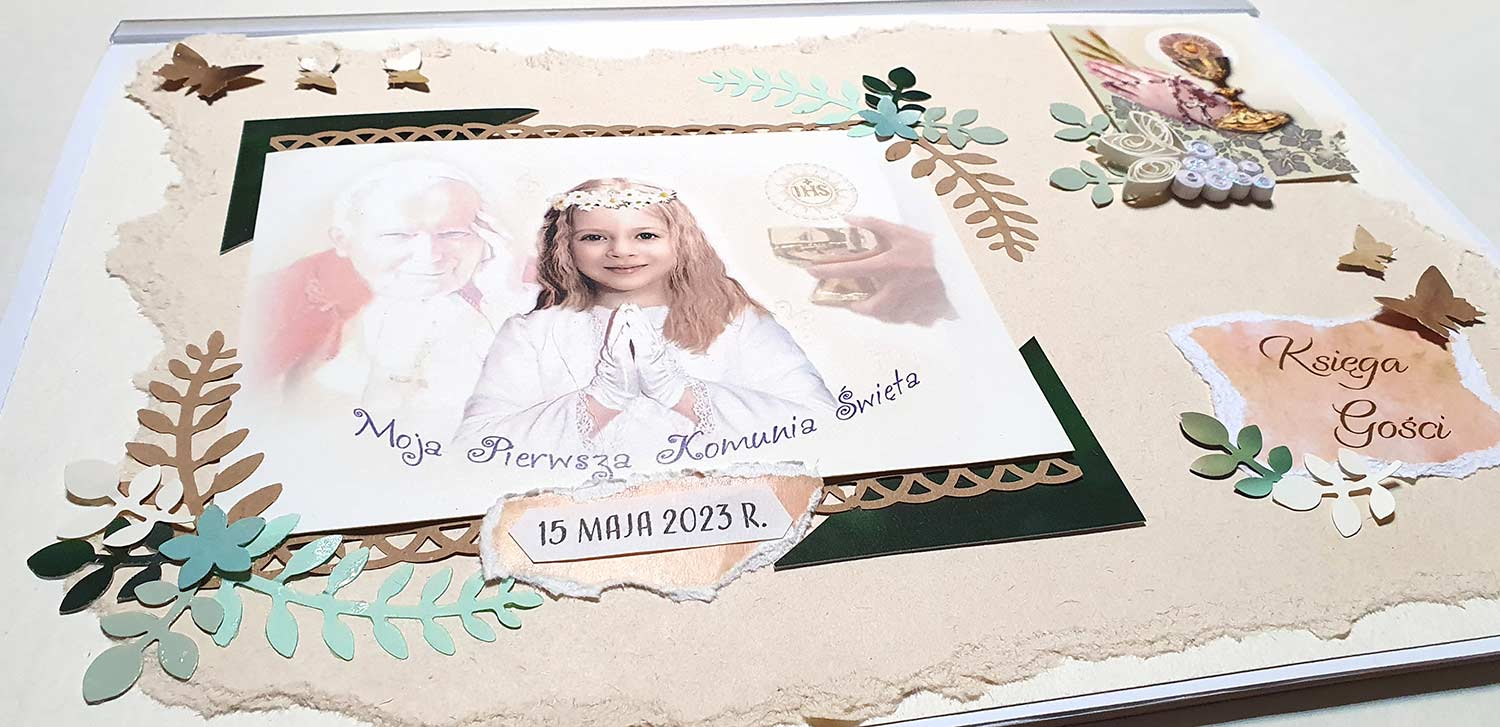Księga gości/Album Komunia Rustyk. (15 kartek/30 stron) 