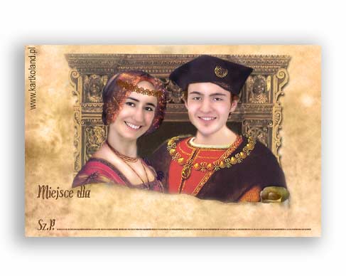 Winietka-wizytówka ślub. do wypełnienia Retro  1(kpl 12 szt.)