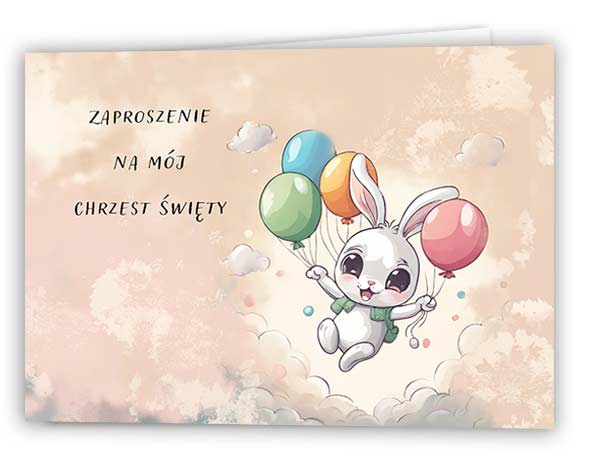Zaproszenie Chrzest Królik 1