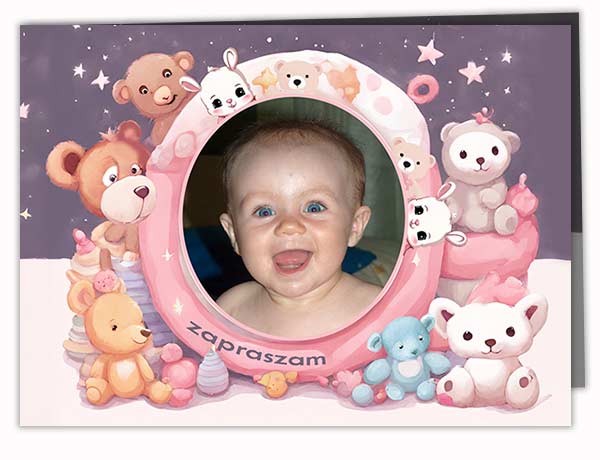 Zaproszenie Chrzest Misie 2