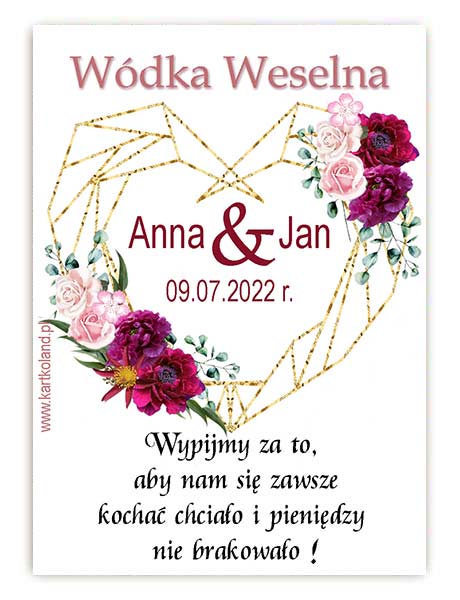 Naklejka Ślub Serce 1 (kpl 12 szt.)  