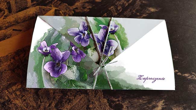 Zaproszenie Ślub Fold Fiołek 1