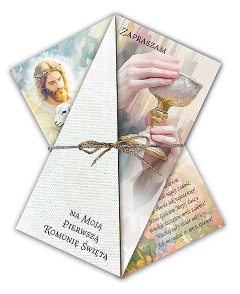 Zaproszenie Komunia Rozeta Kielich 1