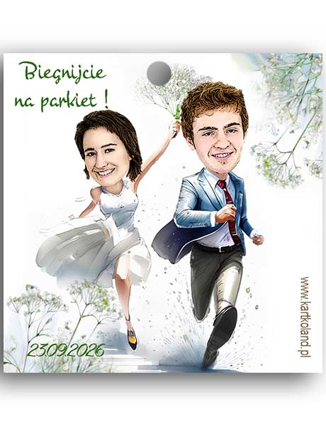 Zawieszka Ślub Biegamy 2 (kpl 12 szt.)   Biały