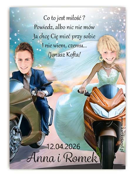 Naklejka Ślub Motor 8 (kpl 12 szt.)    Pastelowy 
